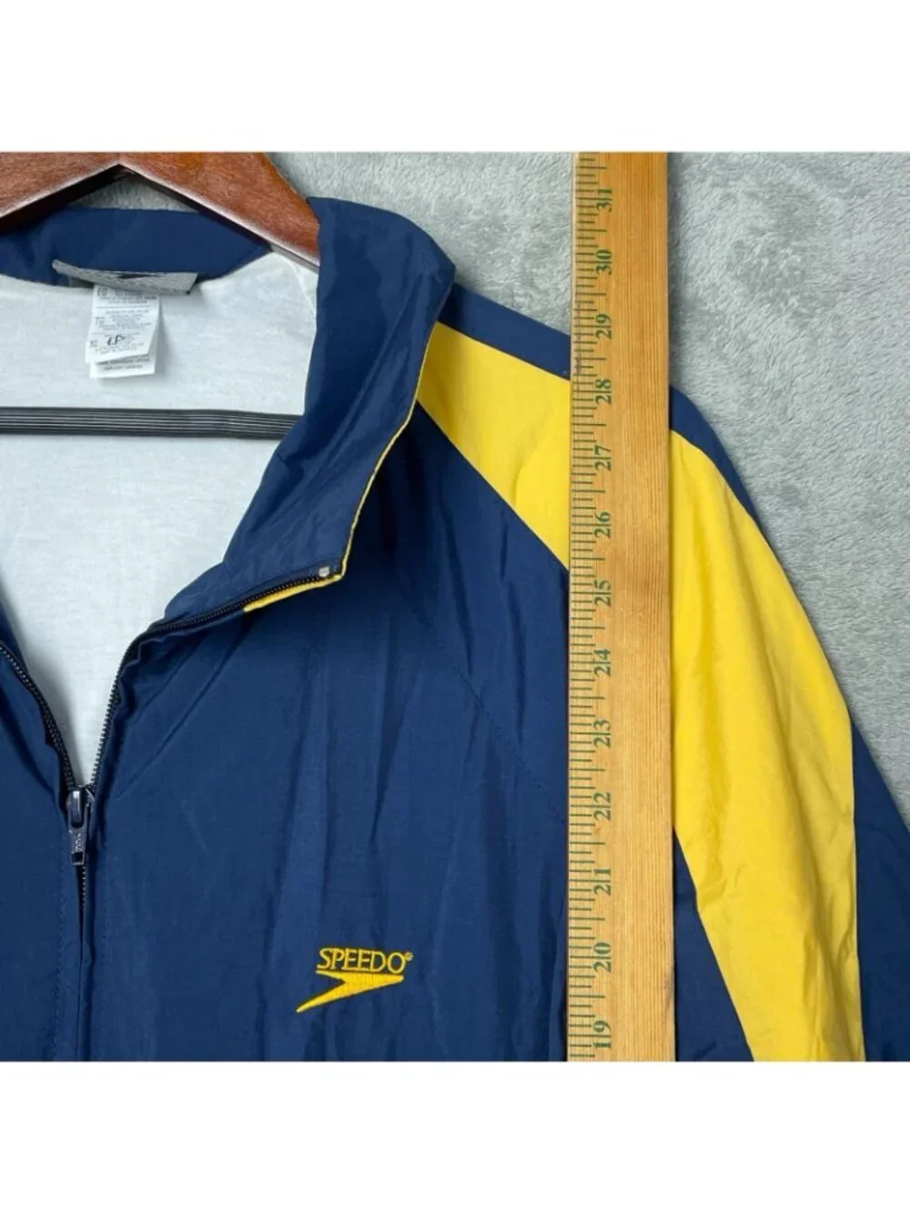 Speedo Men's XL Blue & Yellow Nylon Half-Zip Windbreaker Jacket i2054